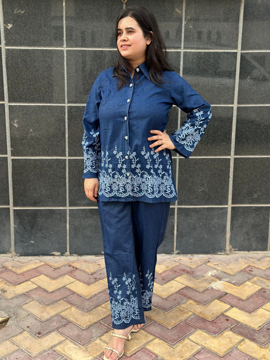 Gulmohar Denim Cotton Cord Set for women