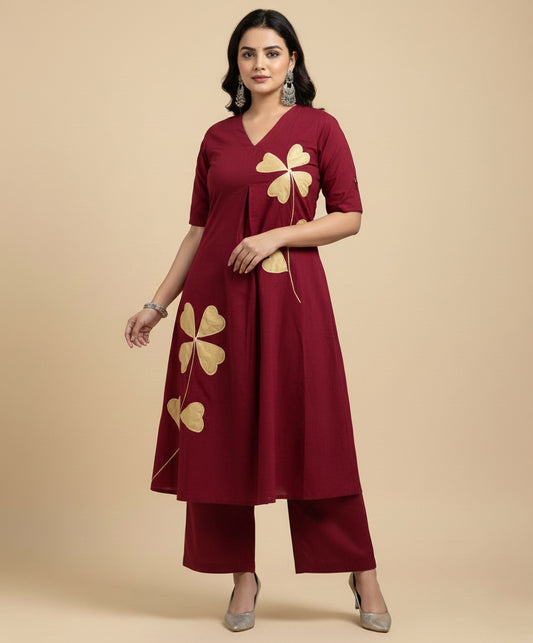 Amayra Cotton Maroon kurta Set