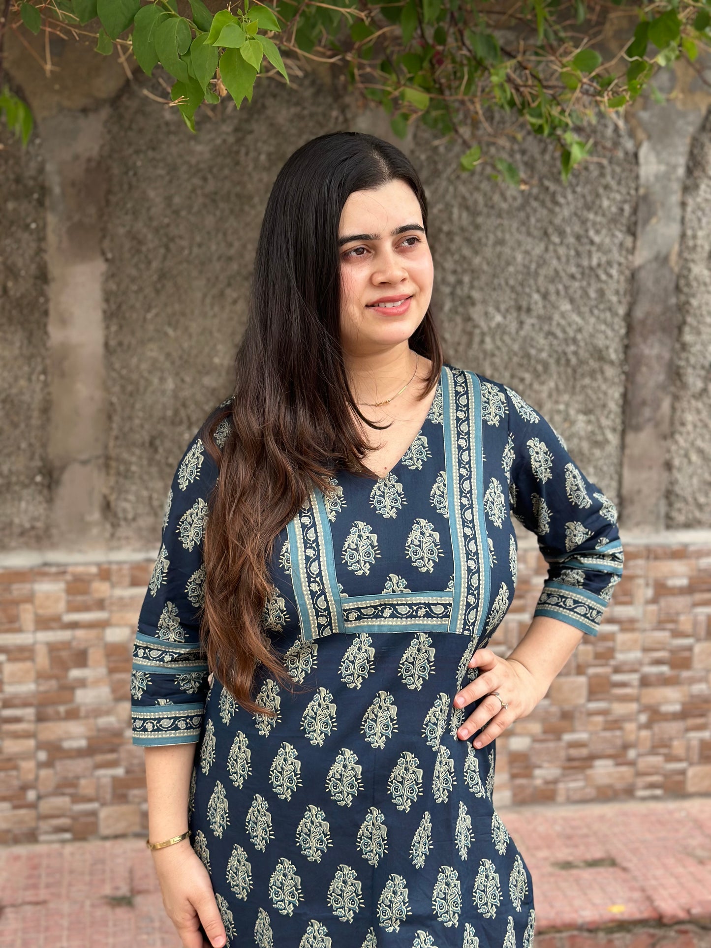 Airy Cotton Kurti For Women Indigo