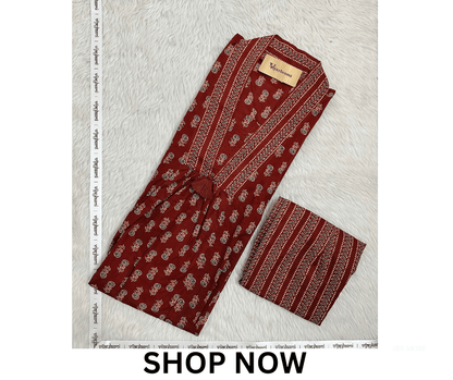 Bagru Red Suit - Vijay Laxmi