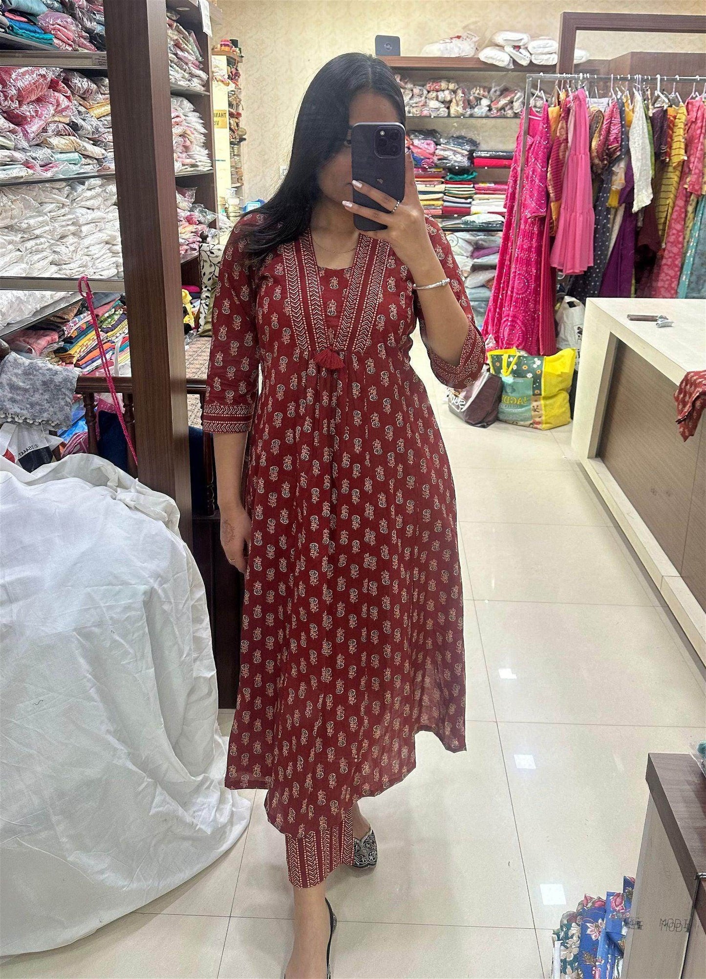 Bagru Red Suit - Vijay Laxmi