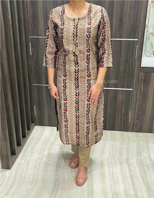 Beige Muslin kurta set - Vijay Laxmi