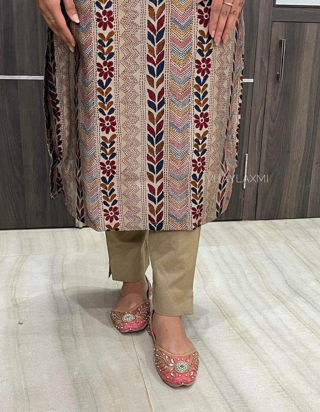 Beige Muslin kurta set - Vijay Laxmi