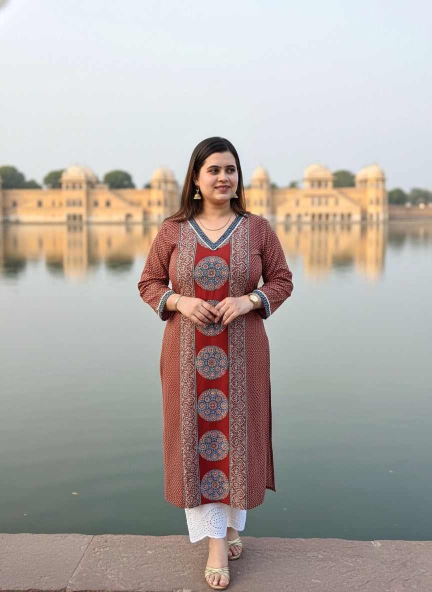 Airy Cotton Kurti for women ajrakh