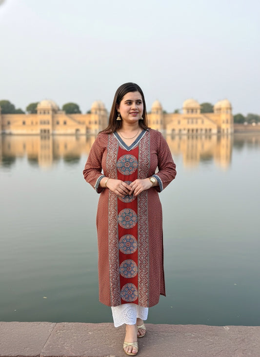 Airy Cotton Kurti for women ajrakh