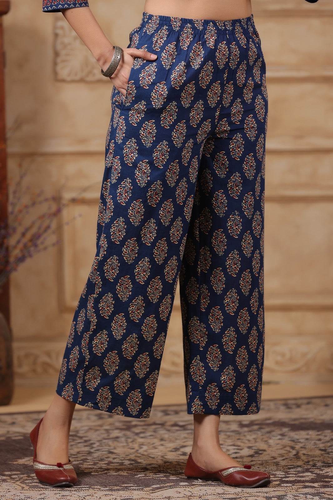 Ajrakh Printed Cotton Suit For Women - Vijay Laxmi