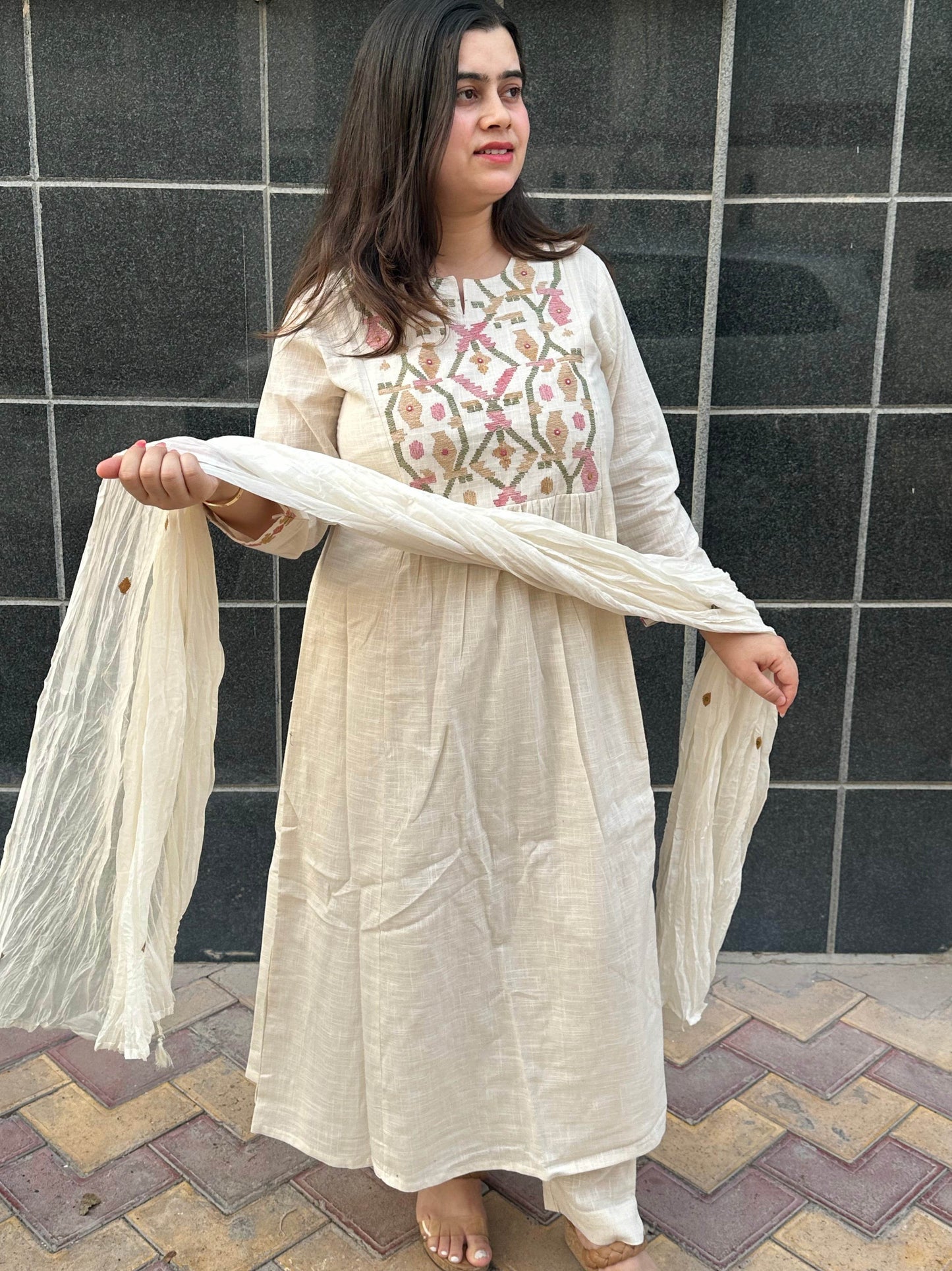 Thread Work Cotton Suit For Women - Vijay Laxmi