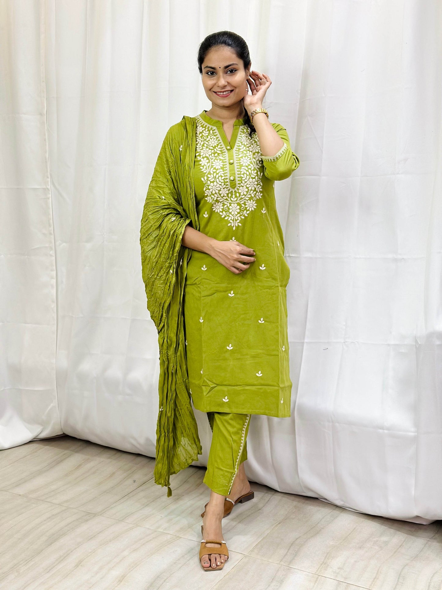 Premium Cotton Suit For Women GRN - Vijay Laxmi