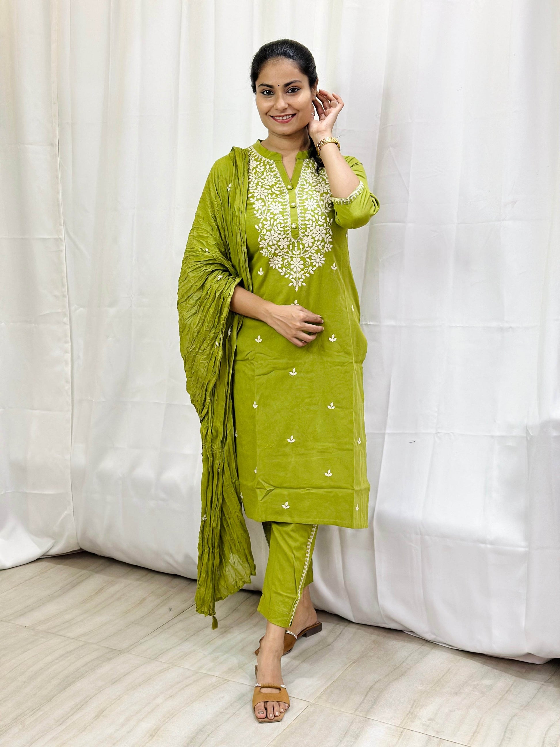 Premium Cotton Suit For Women GRN - Vijay Laxmi