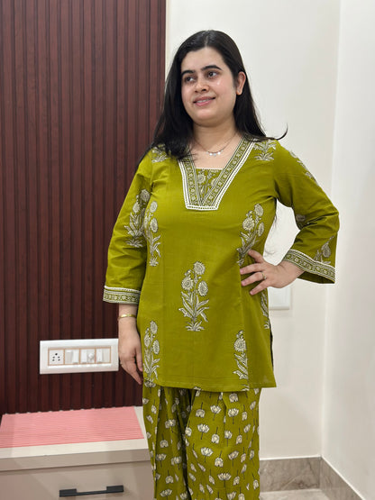 Jasmine Farshi Salwar Suit Mustard Green