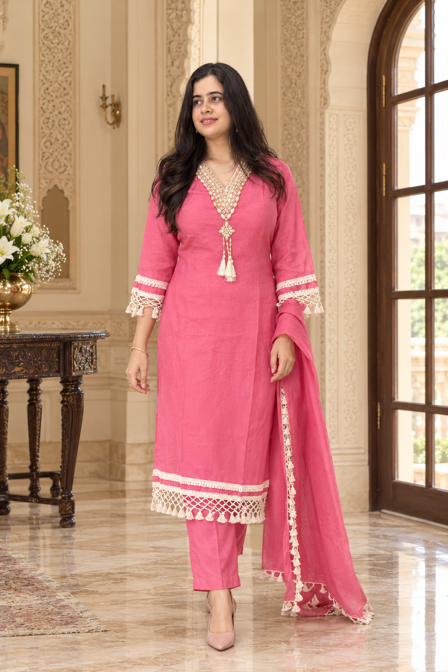 Gulabi Noor – Muslin Silk Embroidered Suit Set with Cotton Lining