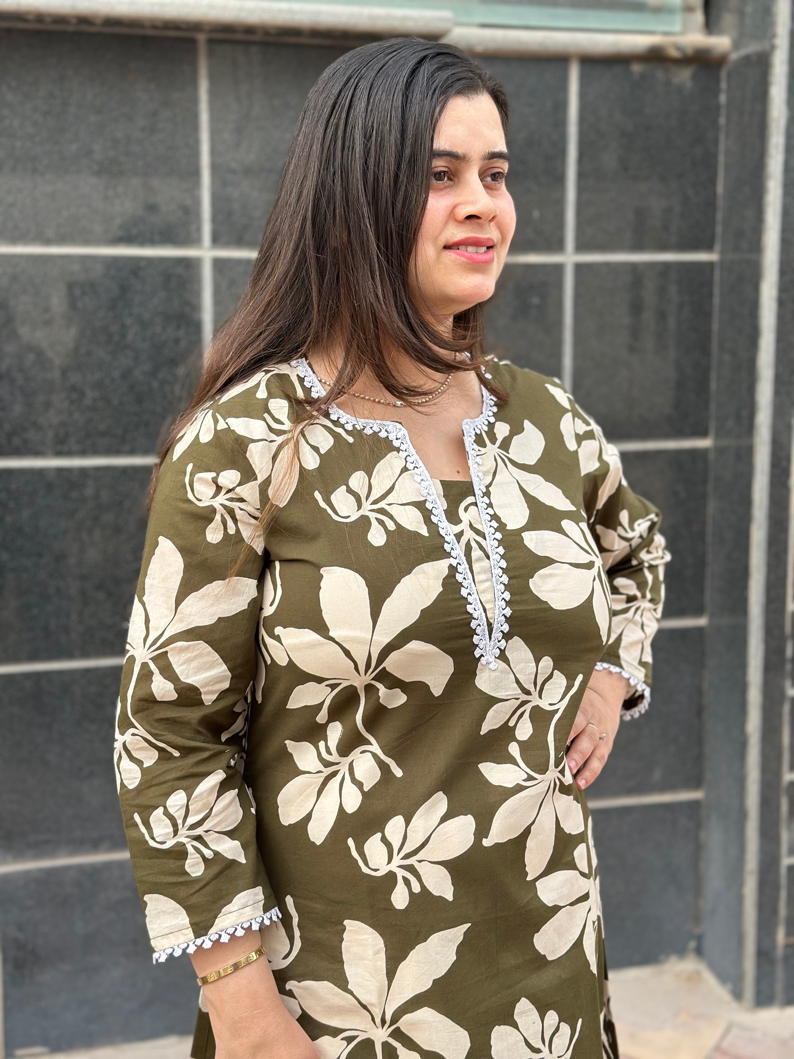 Airy Cotton Long Kurti floral