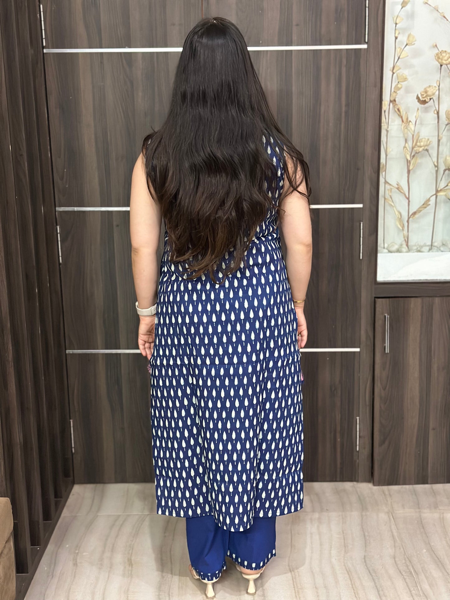 Bani Sleeveless Cotton Kurta set Indigo