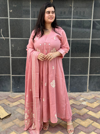 Gulmohar Mulmul Cotton kurta Set with dupatta