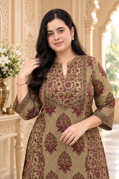 Nazakat Cotton kurta set for women maroon