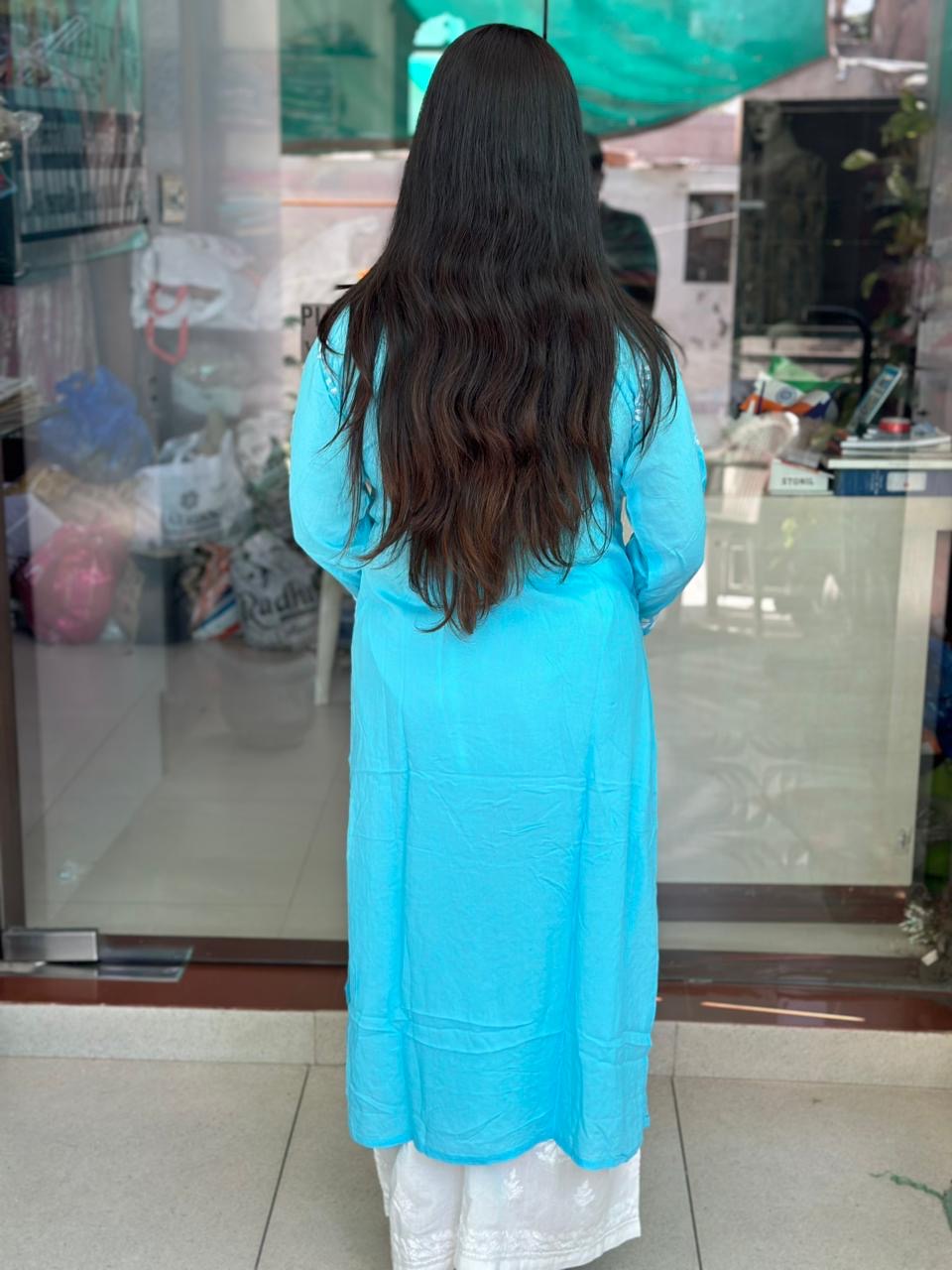 Chikankari Modal Kurti Blue