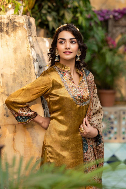 Soft Gajji Silk Suit For Women Peacock - Vijay Laxmi