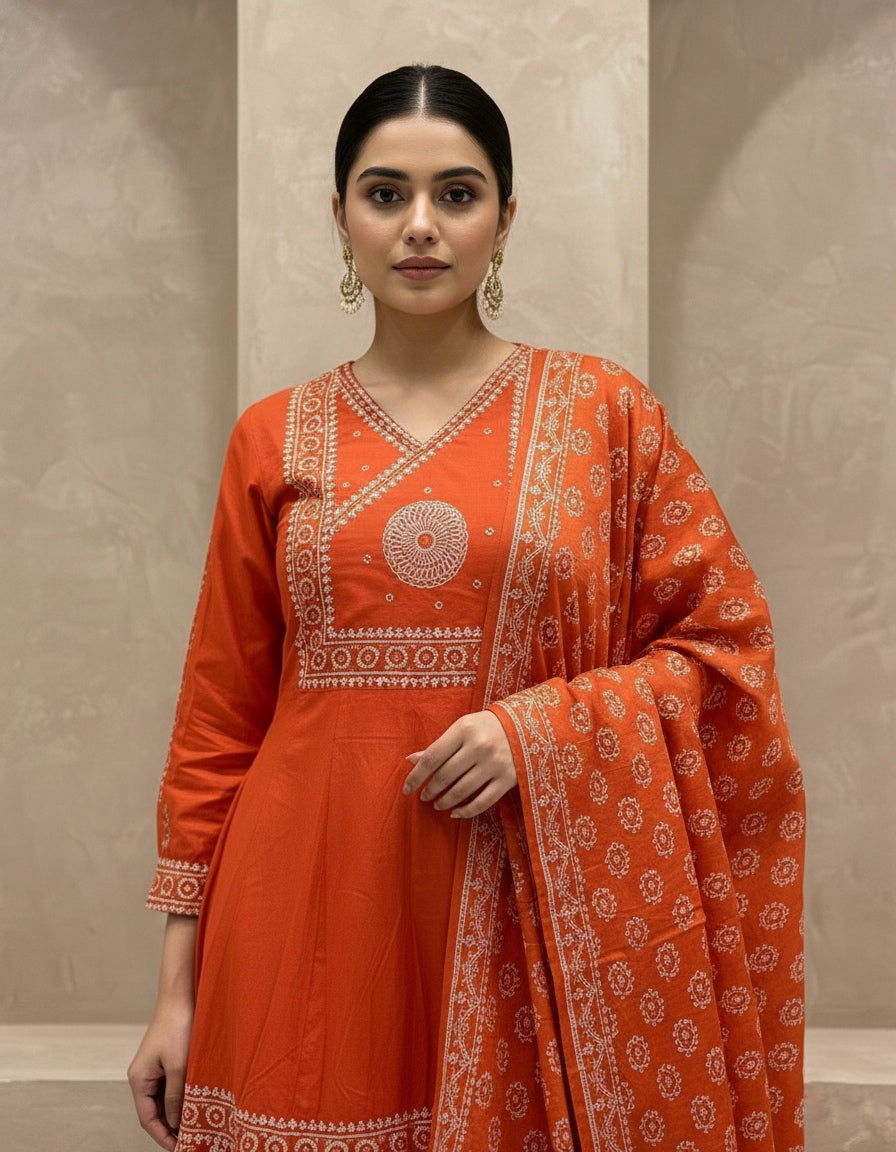 Premium Cotton kurta set for women with dupatta