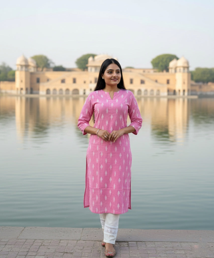 Pink cotton kurti 01