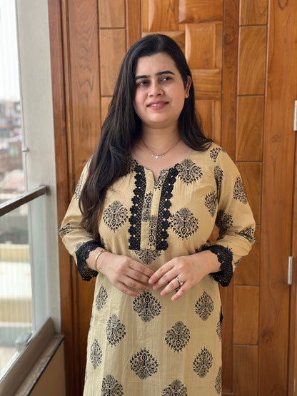 Gulmohar Cotton kurti for women block print