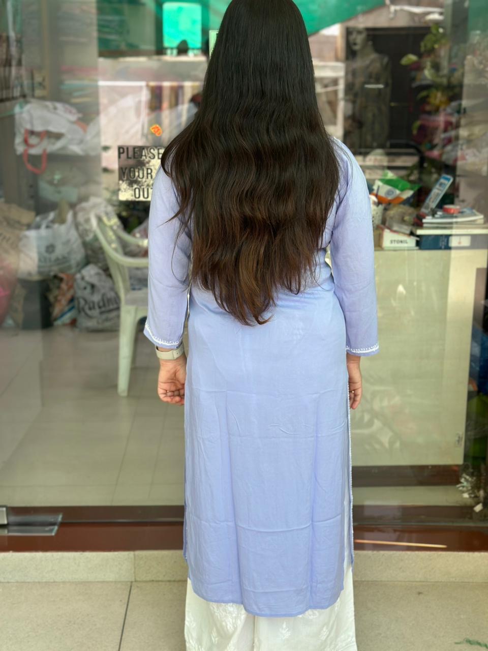 Chikankari Modal Kurti Lilac