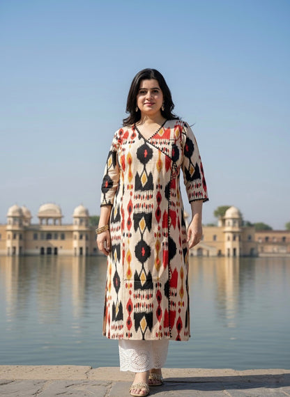 Breathable & Stylish Ikkat Print Cotton Kurti