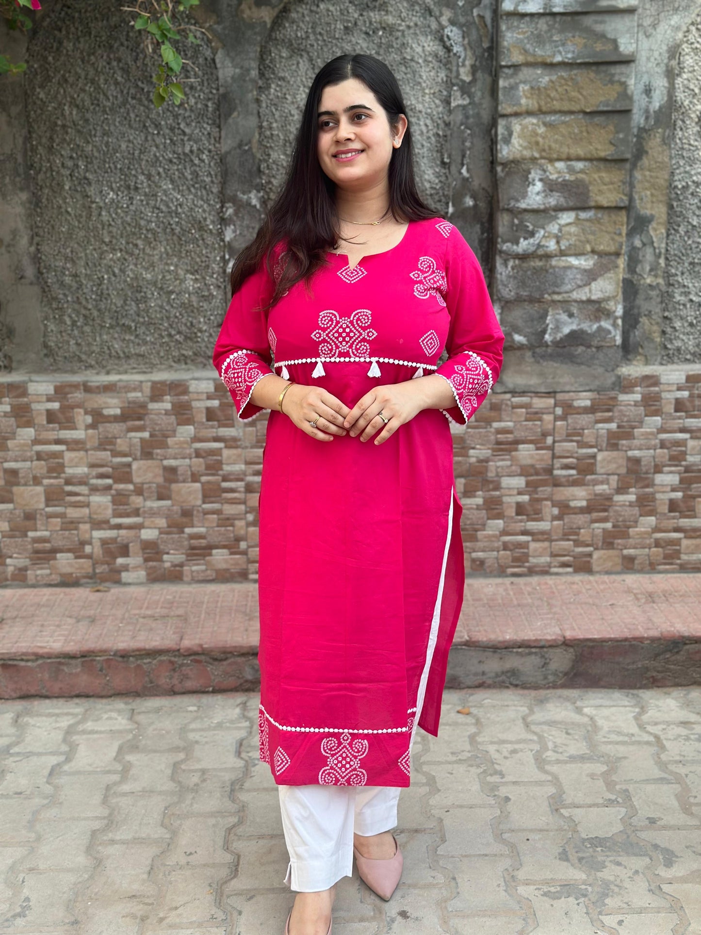 Breathable & Stylish Cotton Kurti Pink