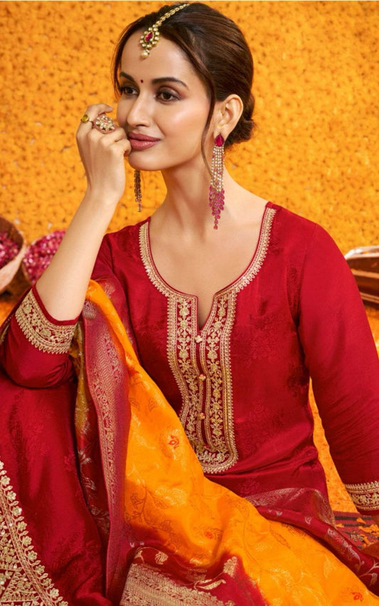 Plus size Banarasi silk suit - Vijay Laxmi