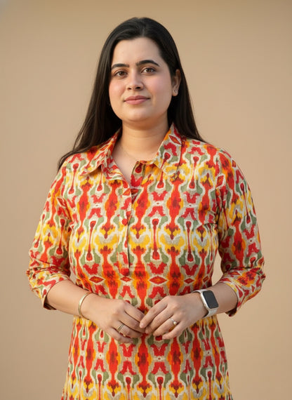 Airy Cotton Ikkat kurti for women