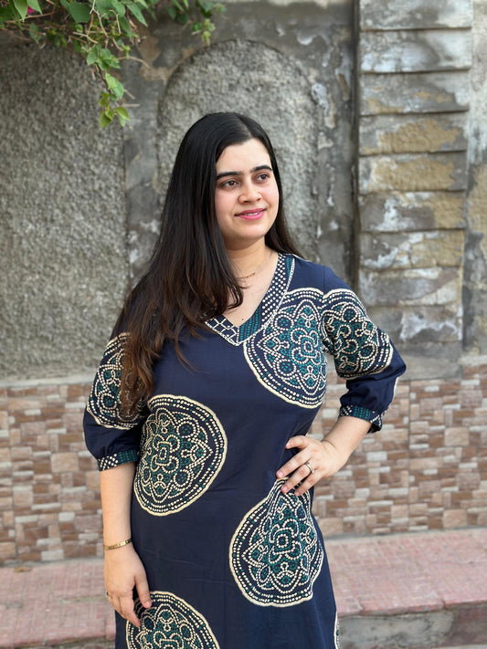 Bold In Blue- Cotton Kurti For Women