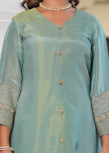 Shimmer Silk suit For Women Aqua - Vijay Laxmi