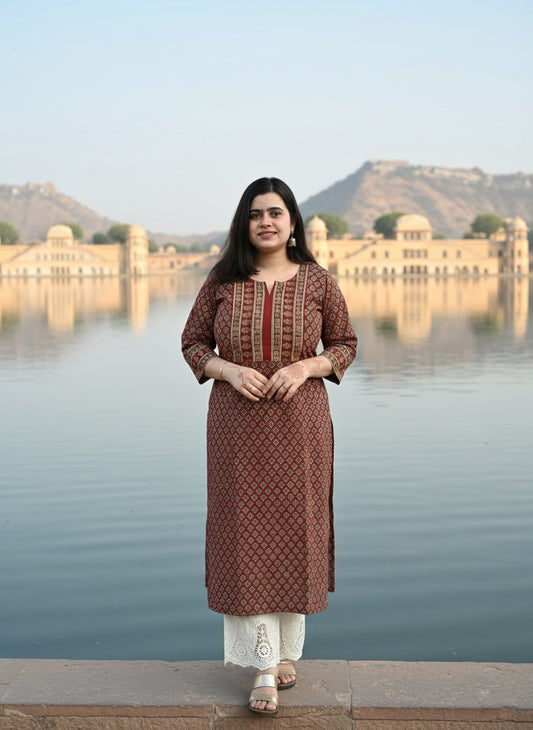 Airy Cotton Kurti for women Ajrakh