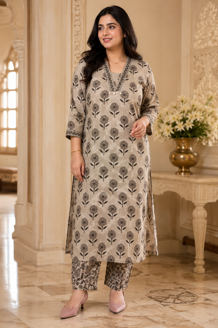Mehar premium cotton Kurta & Pant Chiku