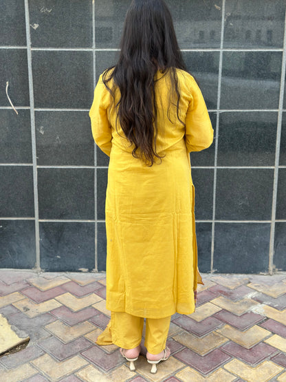 Gulmohar Mul chanderi kurta Set with dupatta