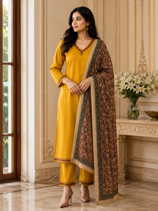 Mehar Cotton Kurta Set for Women Yellow