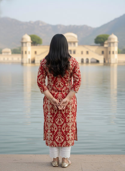 Airy Cotton Kurti Ikkat