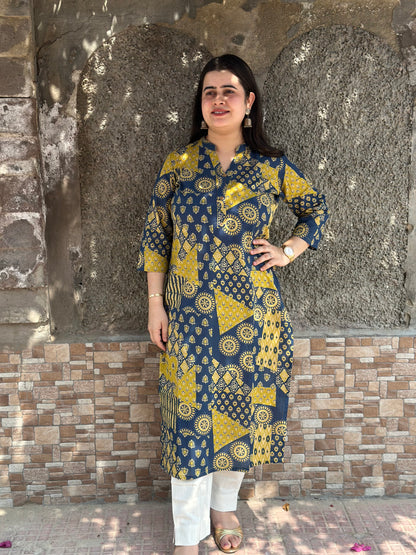 Kalamkari Charm- Handcrafted Heritage Cotton Kurti