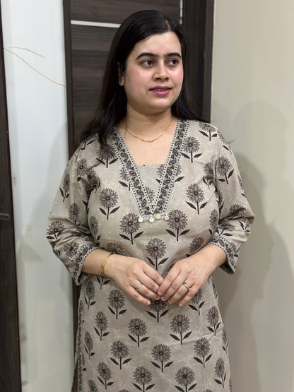 Mehar premium cotton Kurta & Pant Chiku
