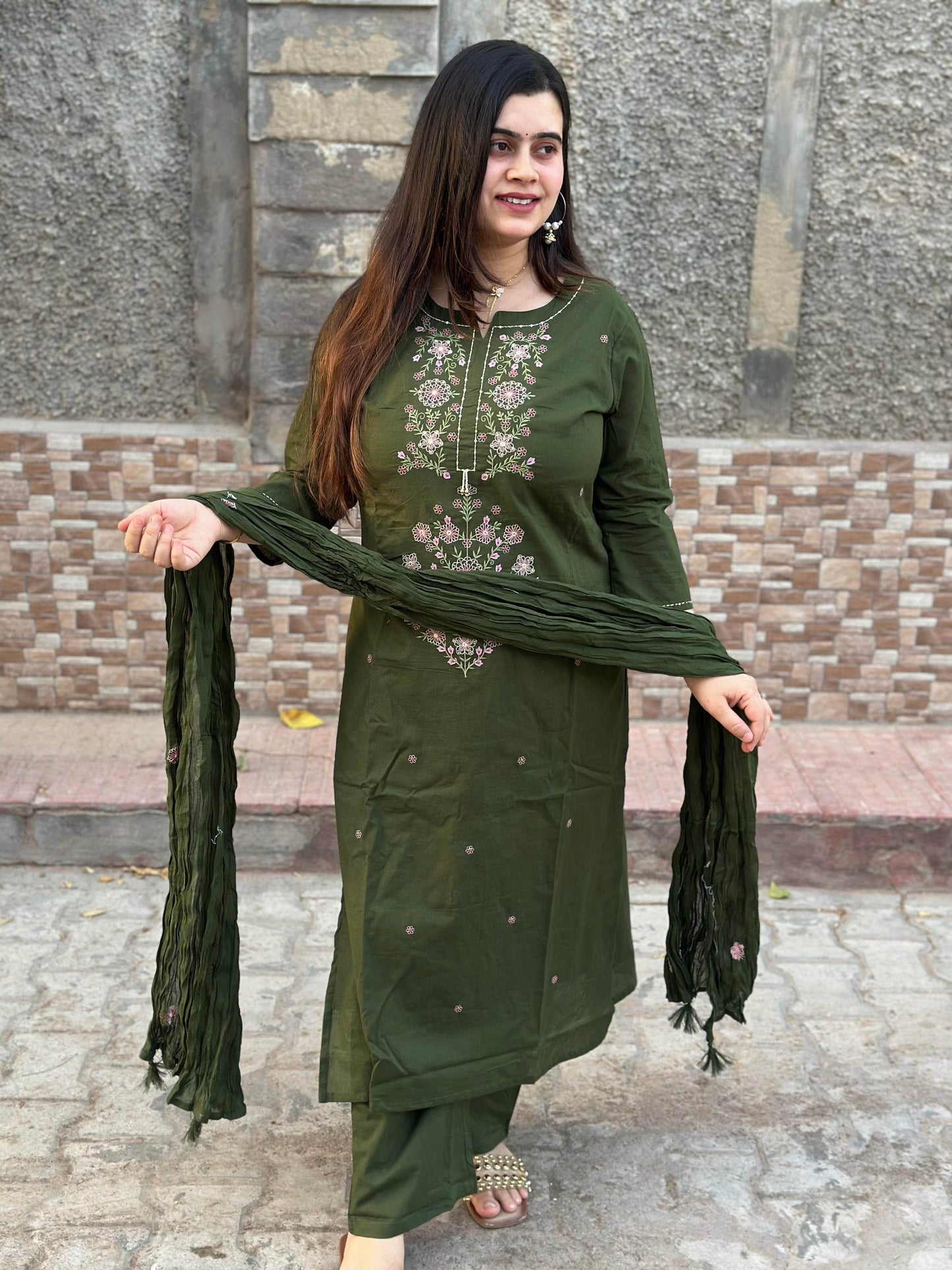 Cotton kurta set for women with dupatta - Vijay Laxmi