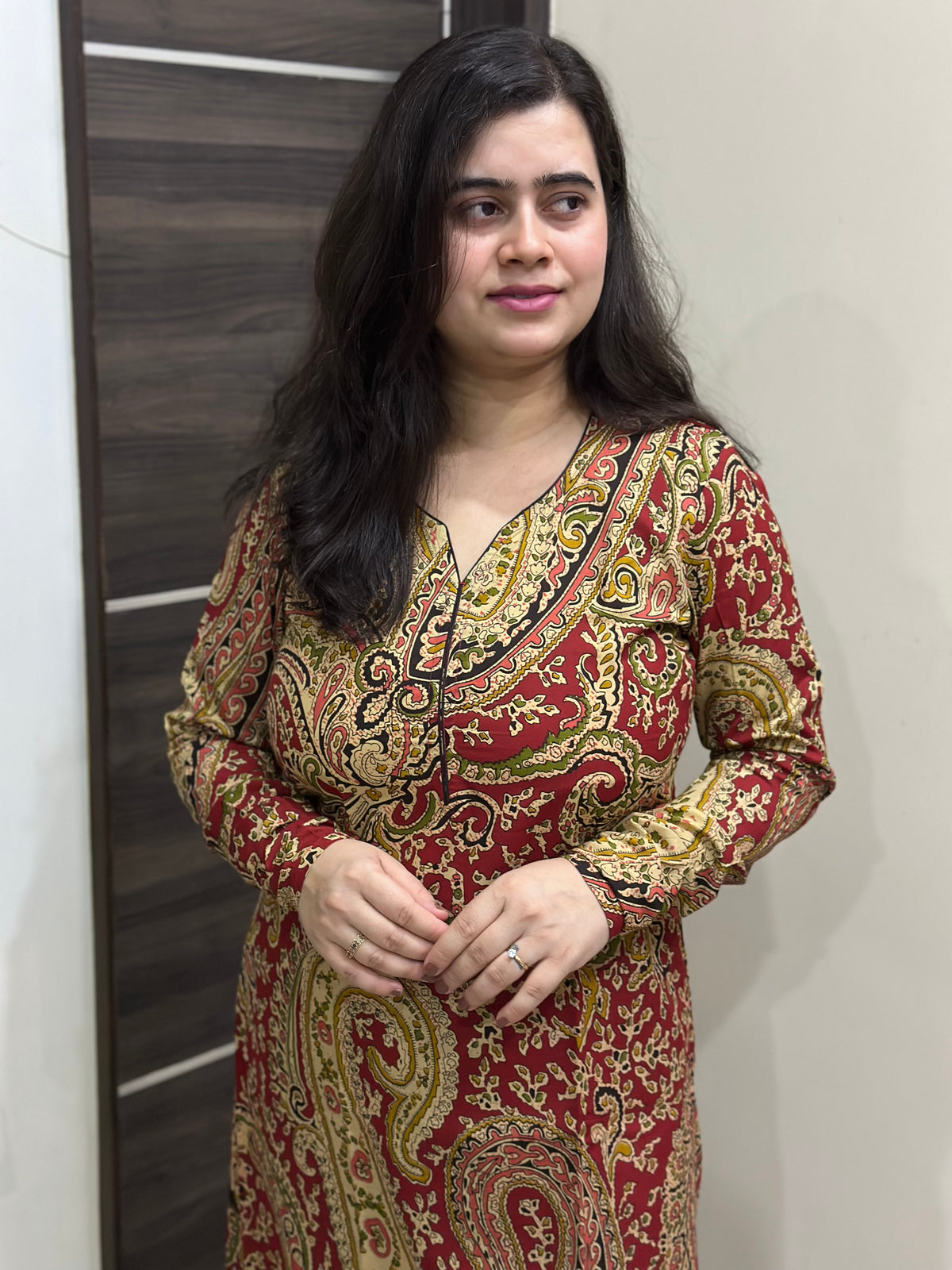 Madhubani pure cotton kurti for women red