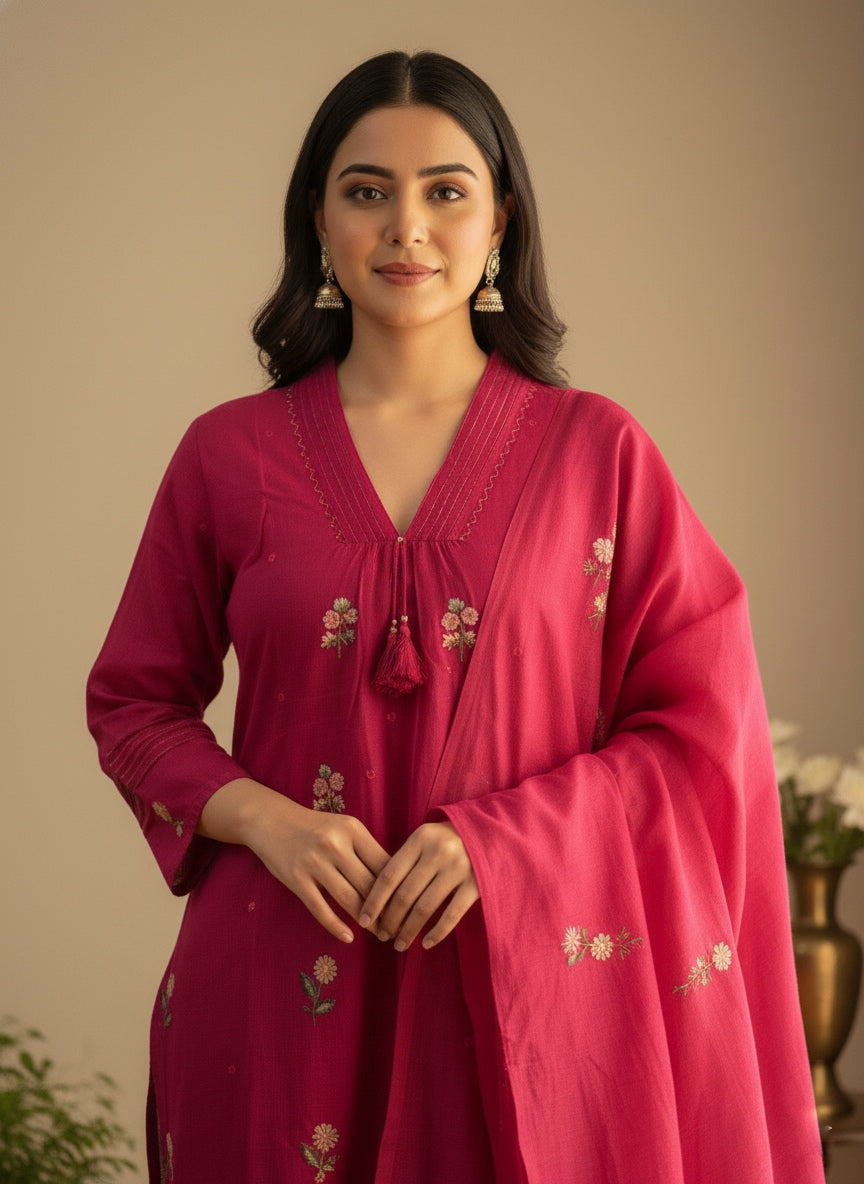 Premium Cotton kurta set for women with dupatta