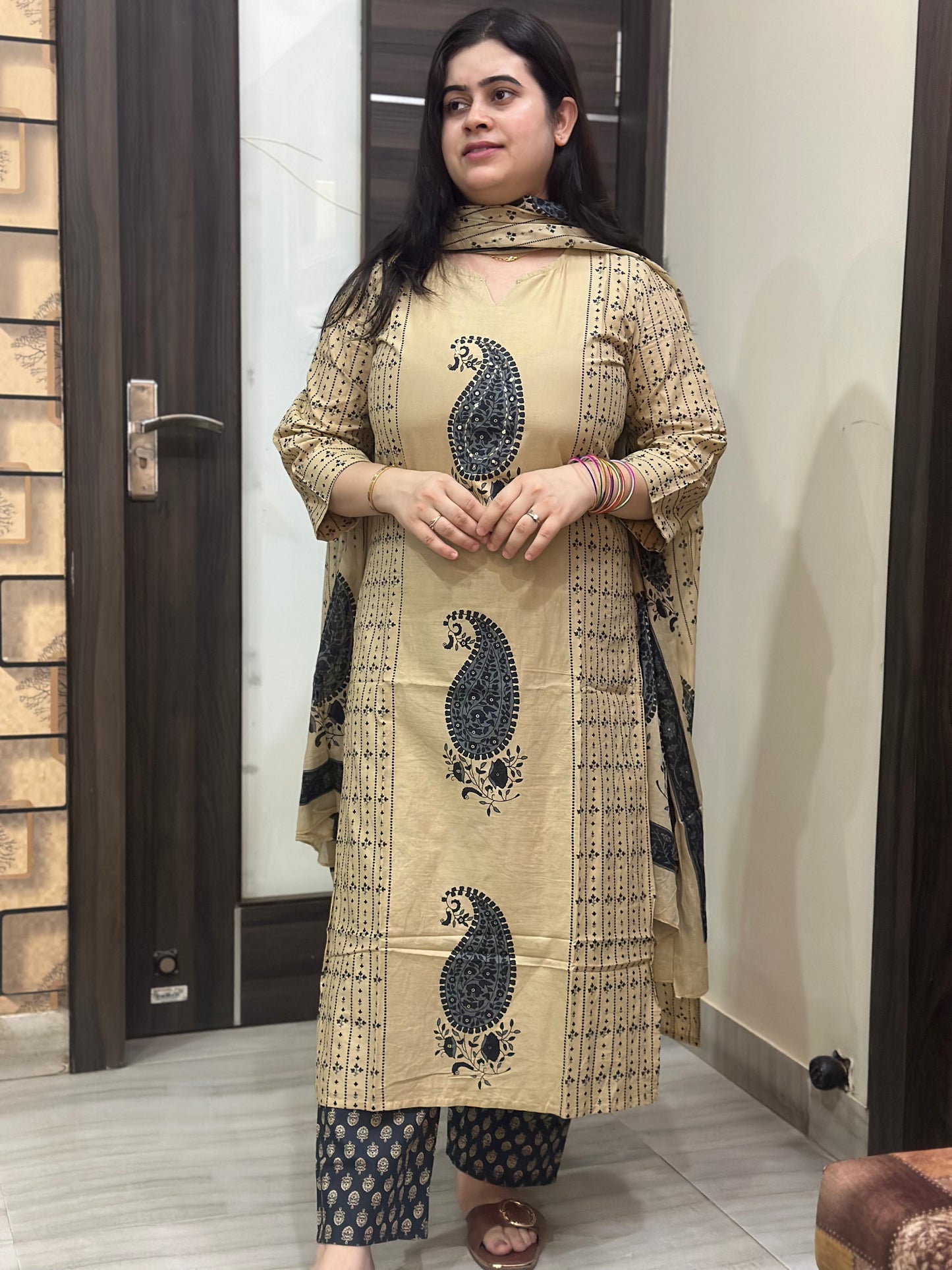 Gulzar kalamkari cotton kurta set black