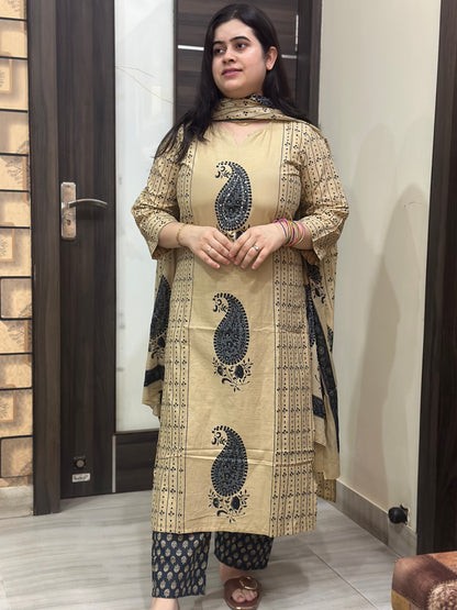 Gulzar kalamkari cotton kurta set black