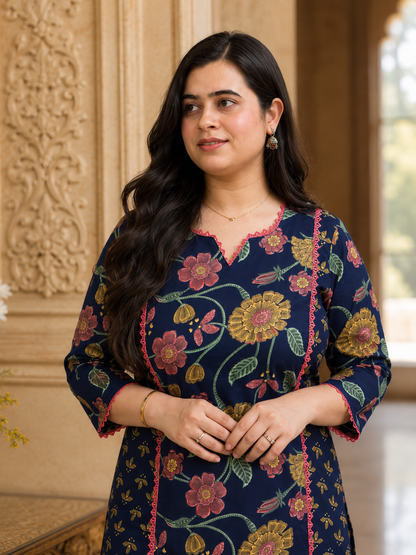 Mehar premium cotton Kurta & Pant blue