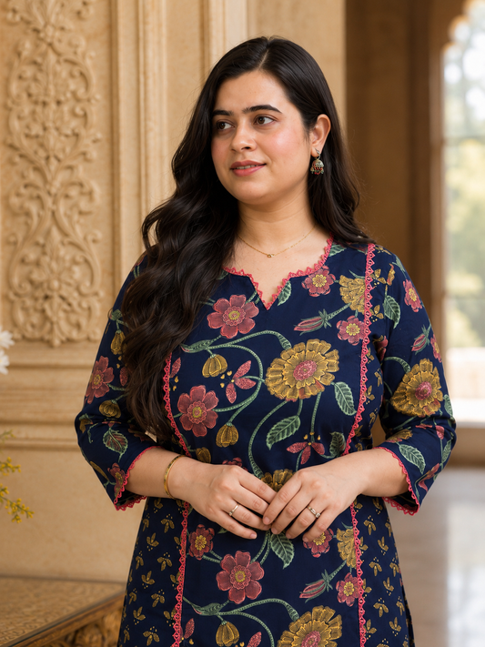 Mehar premium cotton Kurta & Pant blue