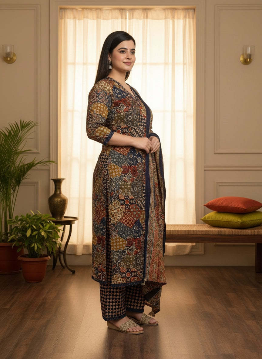 Cotton kurta set for women with dupatta