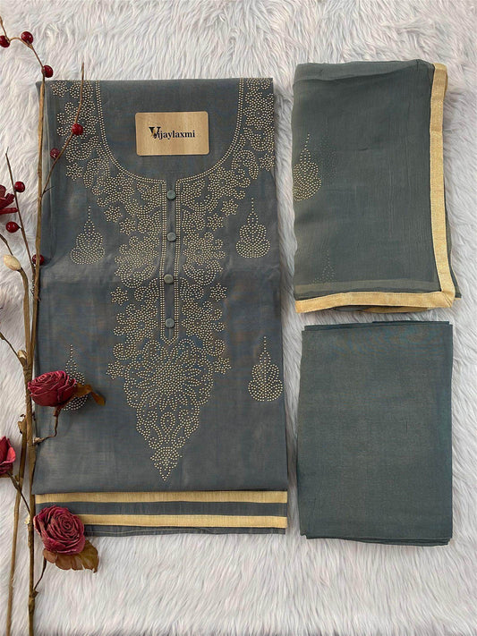 CHANDERI UNSTITCEHD SUIT - Vijay Laxmi