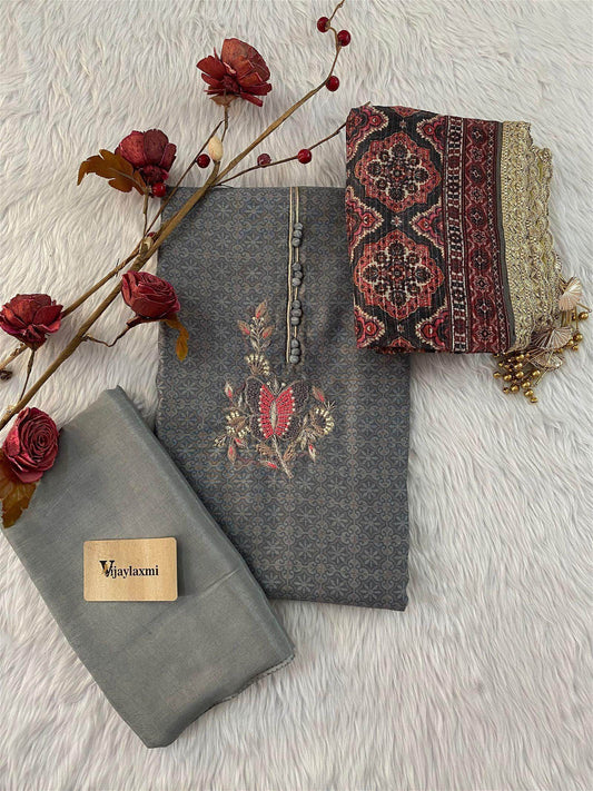 CHANDERI UNSTITCHED SUIT - Vijay Laxmi