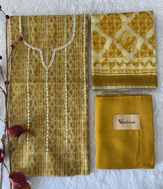 CHANDERI UNSTITCHED SUIT - Vijay Laxmi