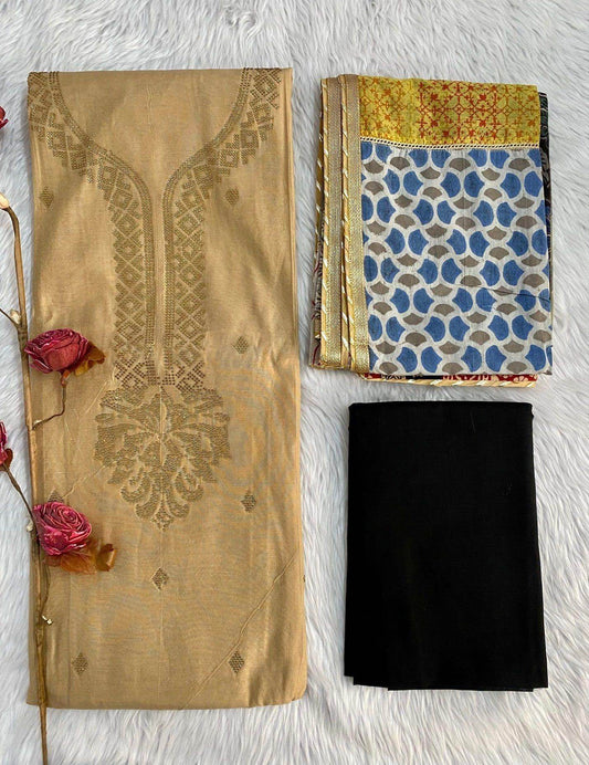 CHANDERI UNSTITCHED SUIT - Vijay Laxmi